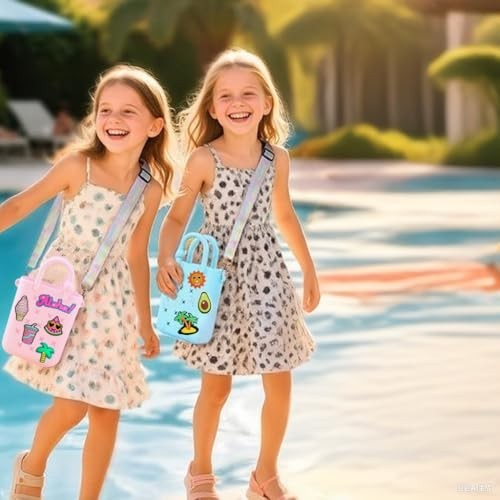 Mini Silicone Tote Bag Rubber Beach Purse Adjustable Strap 22 Charms Waterproof