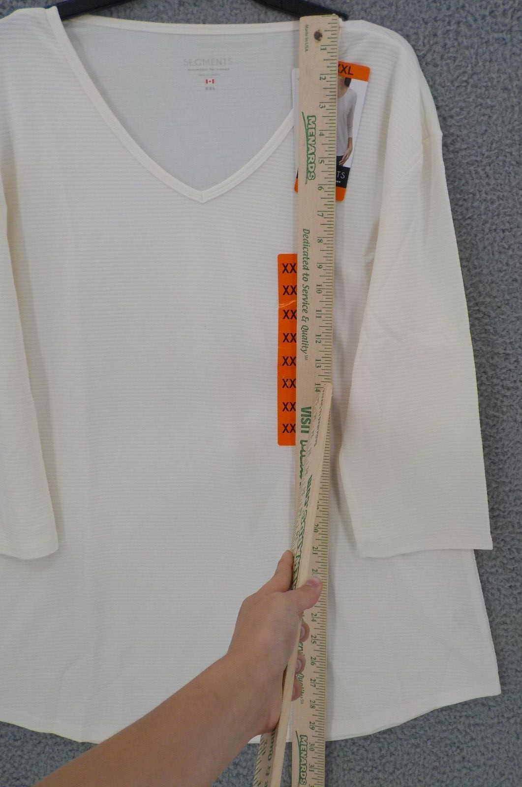 Seg’ments Essentials For Women Shirt SZ XXL White 3/4 Sleeve V-Neck Blouse Top