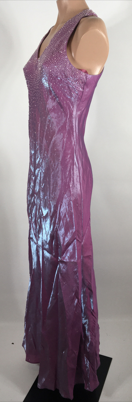 CACHET Sequin Wet Look Shiny PROM Iridescent y2k Evening Gown DRESS 4 VTG 90s