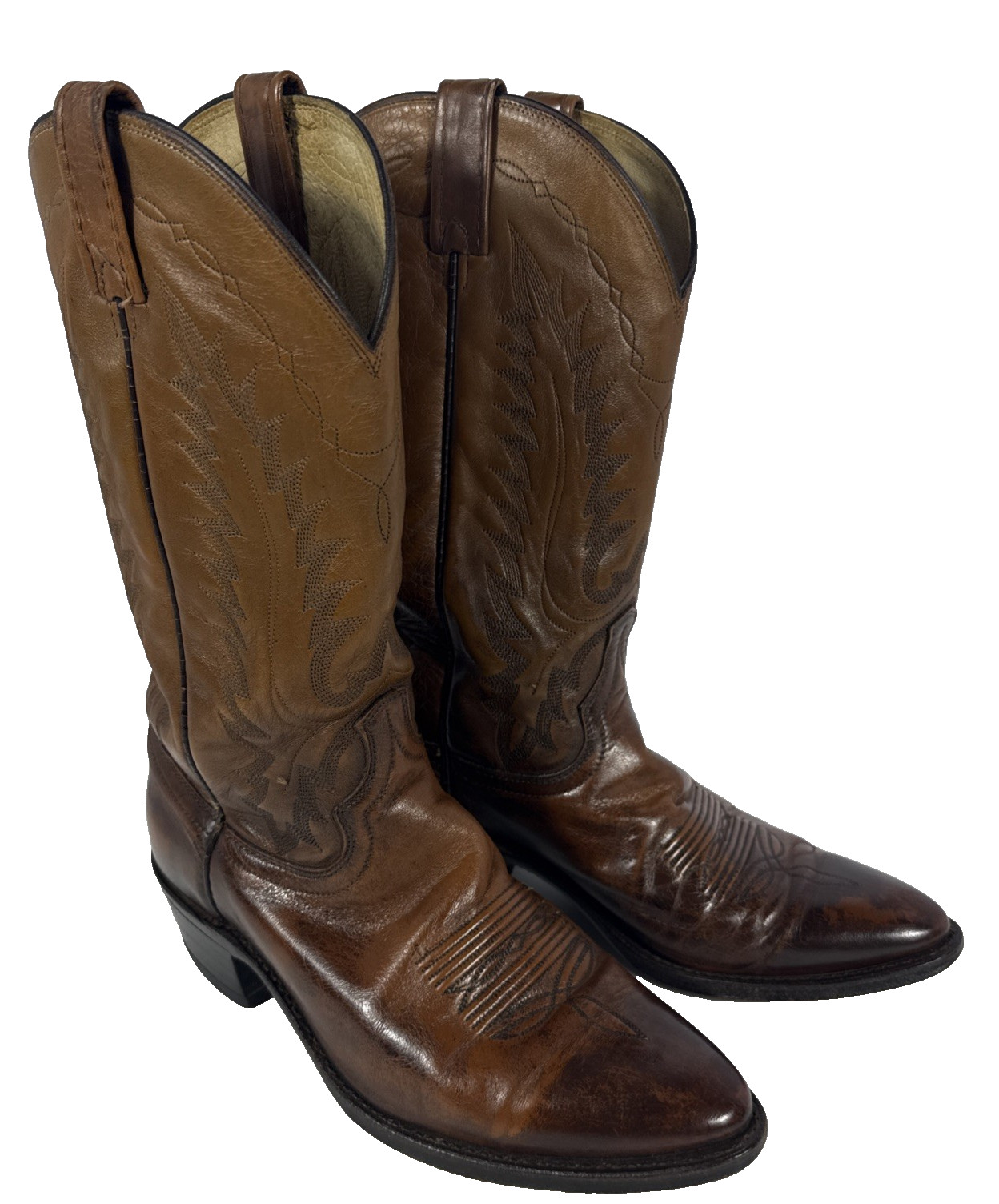 Dan Post Classic Brown Western Cowboy Boots Mens Size 9.5 EW Leather Embroidered