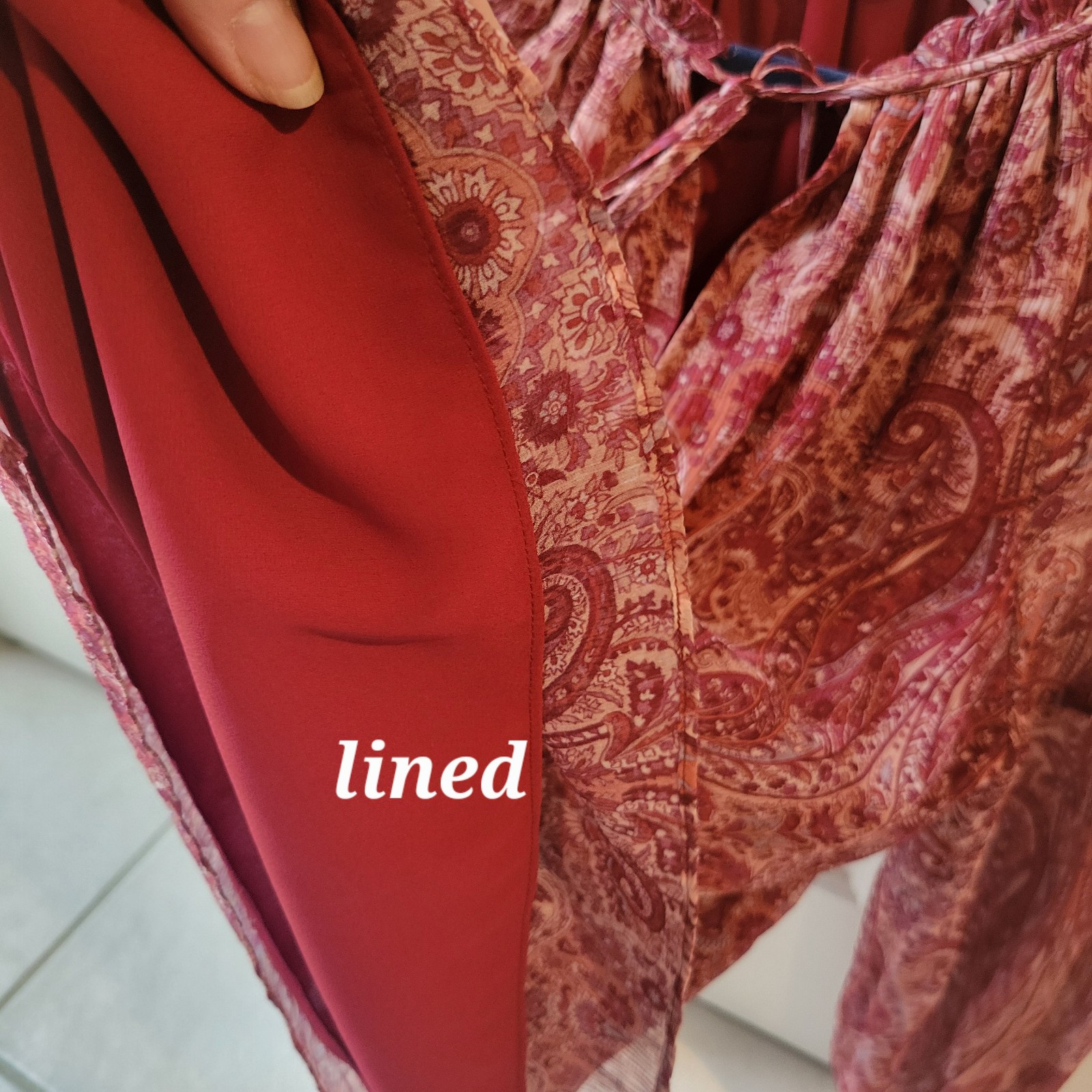 Ramy Brook Luanne Silk Blouse Red Paisley Boho Peasant Smocked Sleeve Small NEW