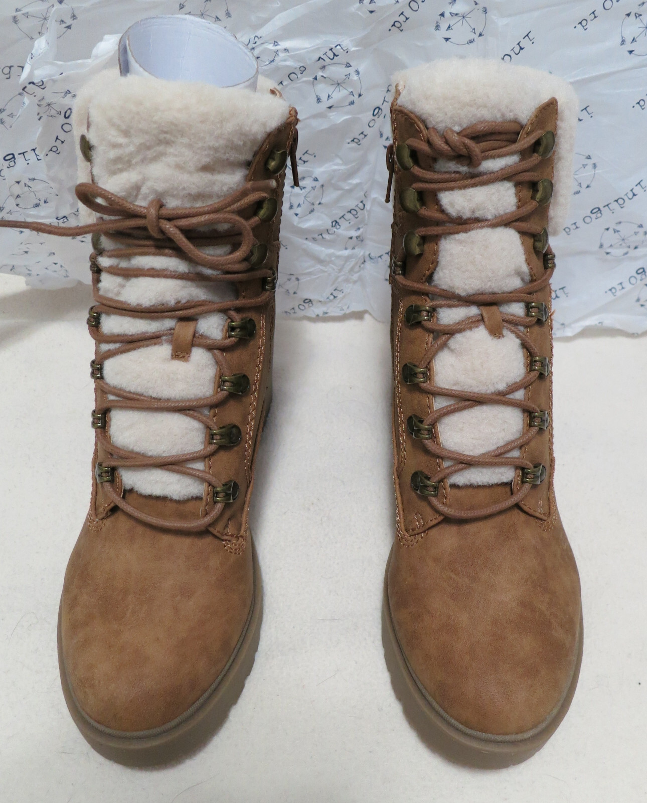 Honey Boots Indigo Rd. Brown Suede Ivory Sherpa Mallory Boots Women’s Size 10 M