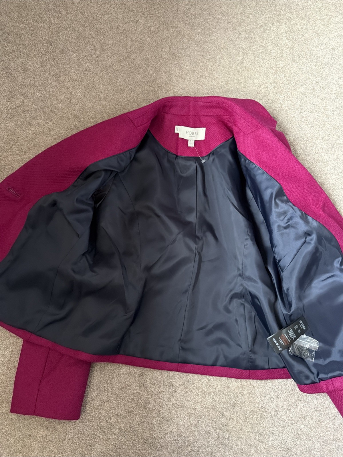 Hobbs Blake 100% Wool Jacket Blazer Bright Pink Size Uk 12 New Without Tags