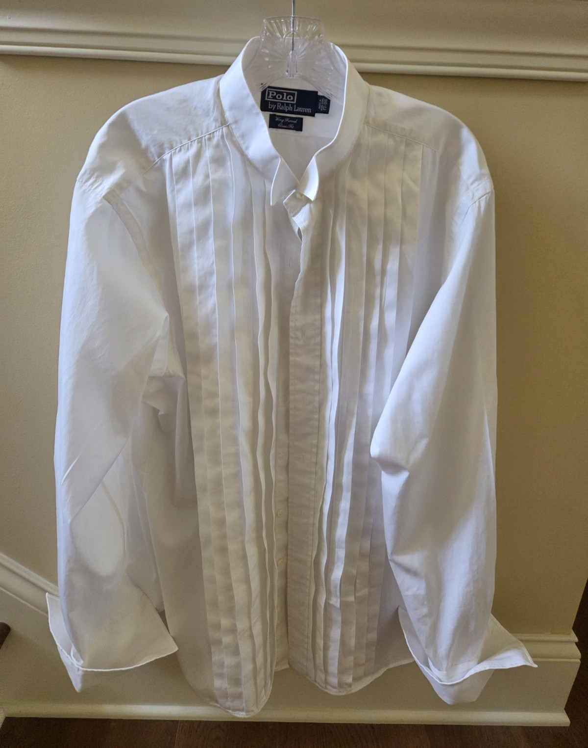 Polo Ralph Lauren Men’s White Tuxedo Dress Shirt, Classic Fit Wing Formal, 17×36
