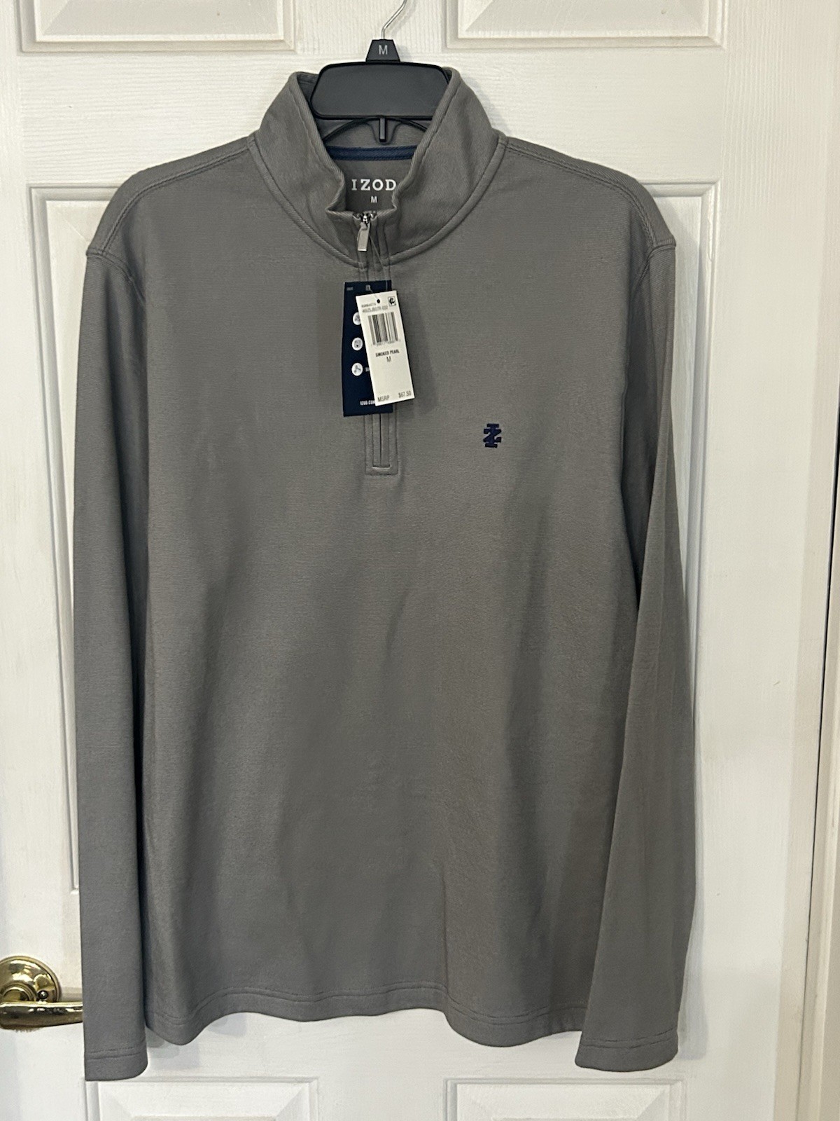 IZOD 1/4 Zip Men’s Pullover Shirt Long Sleeve Gray NWT Breathable Retail $67.50￼