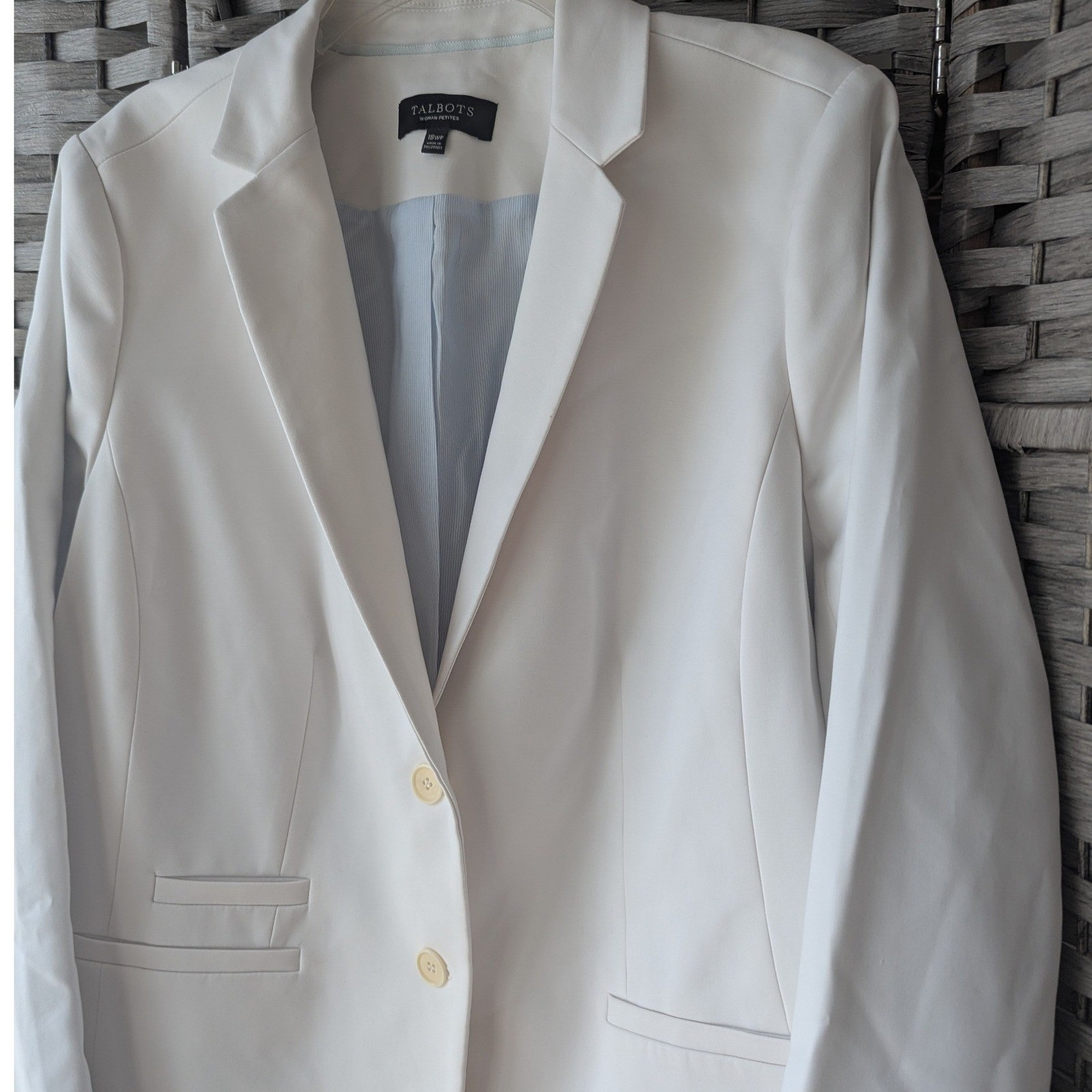 Talbots Blazer White Two Button Lined 18WP Preppy Capsule Quiet Luxury Office