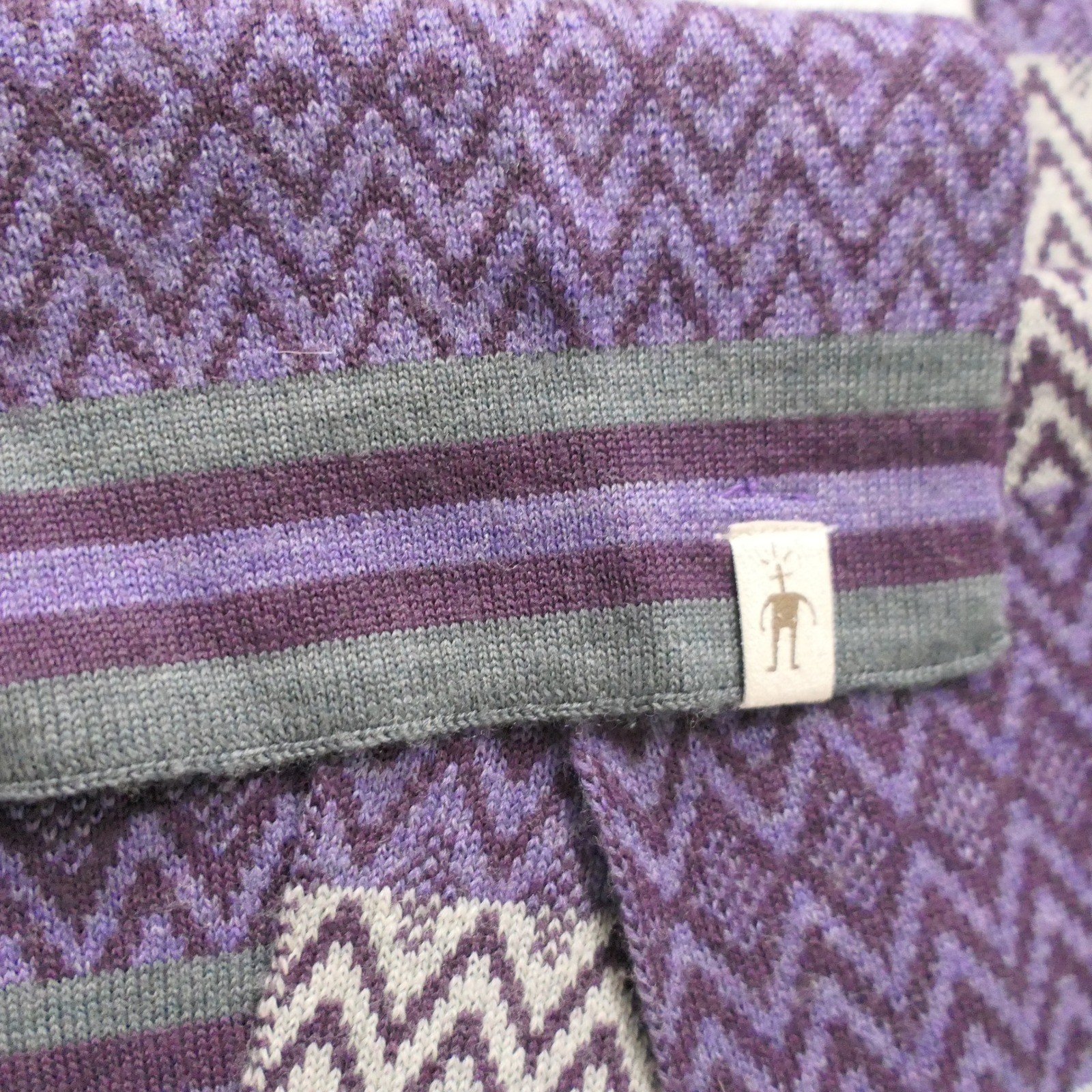 Smartwool Scarf 68″ Purple Gray Chevron Merino Knit Gorpcore Winter Outdoor Cozy