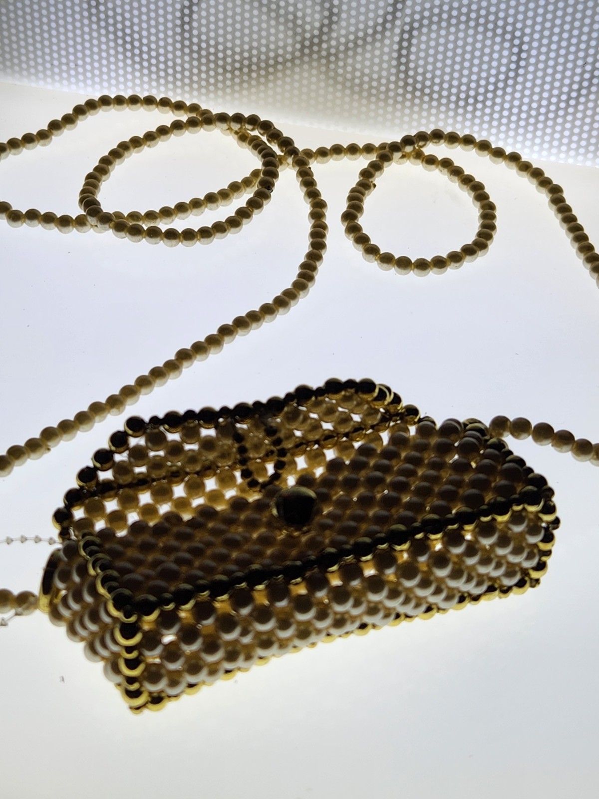 Purse Small Beaded 3.5 Inches Wide New 18 inch strap