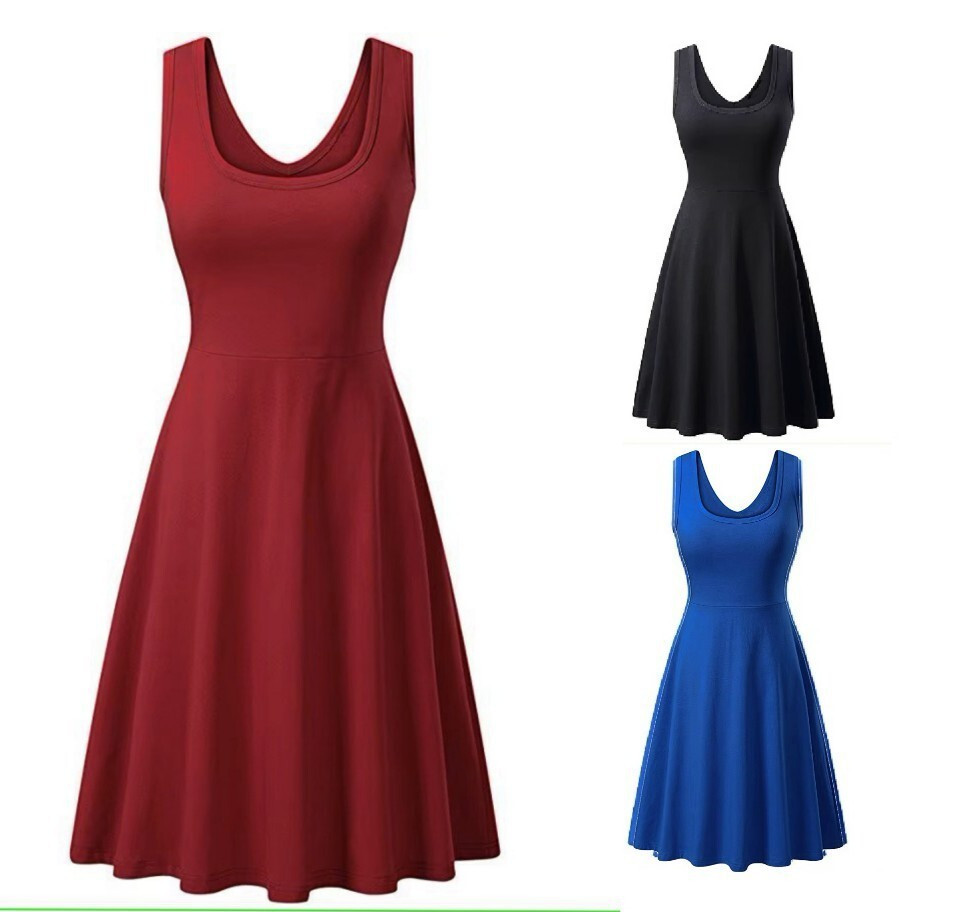 Women’s Plus Size A-Line Short Dress XL 2XL 3XL Black Blue Red