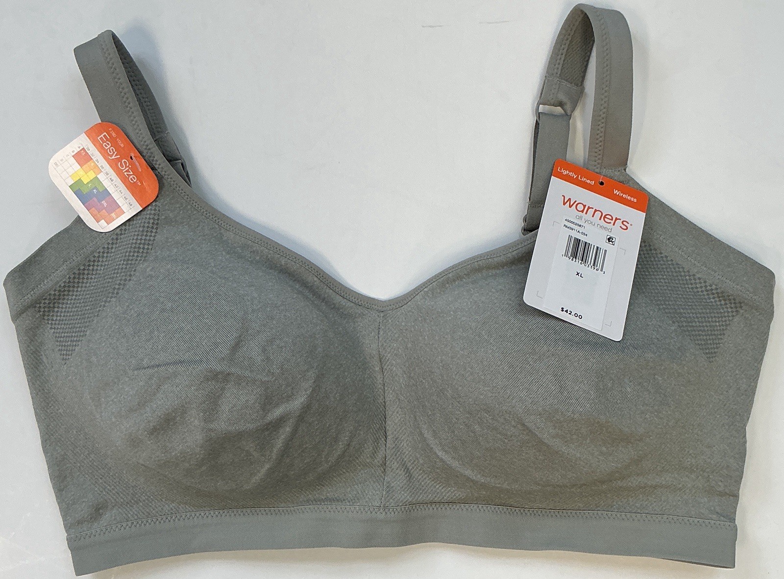 Warners Easy Does It Grey Lightly Lined Wireless Bra (RM3911A-270) XL
