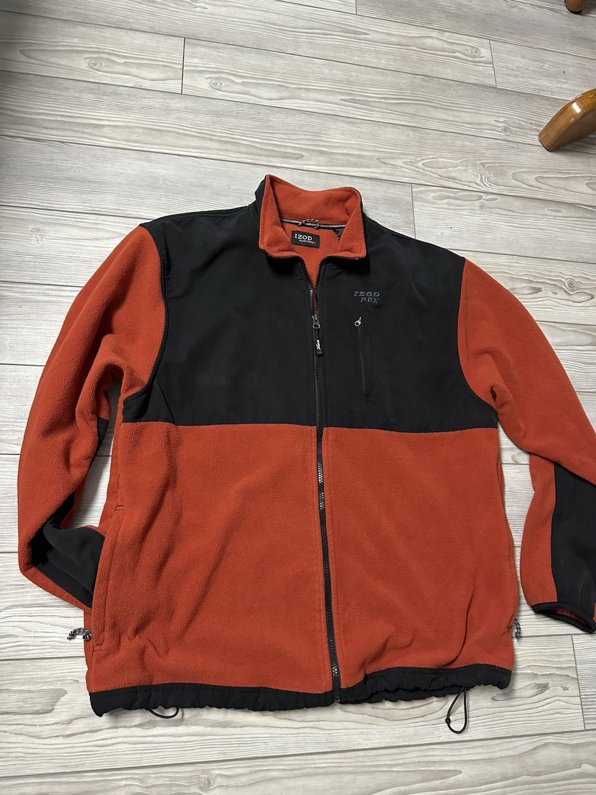 IZOD PerformX Men’s XL Orange/Black Colorblock Fleece Full-Zip Track Jacket