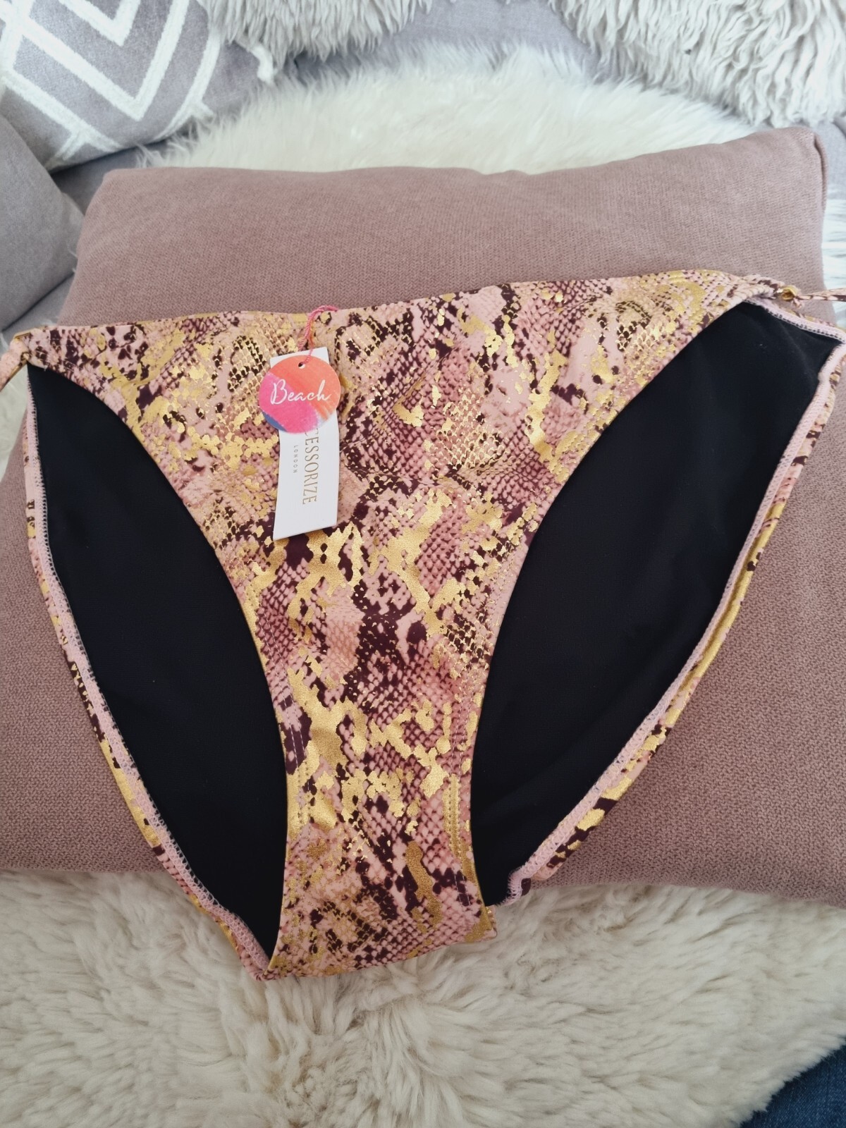 WOMENS ACCESSORIZE AT MONSOON pink gold  NEW BIKINI BOTTOMS SIZE 18 BNWT