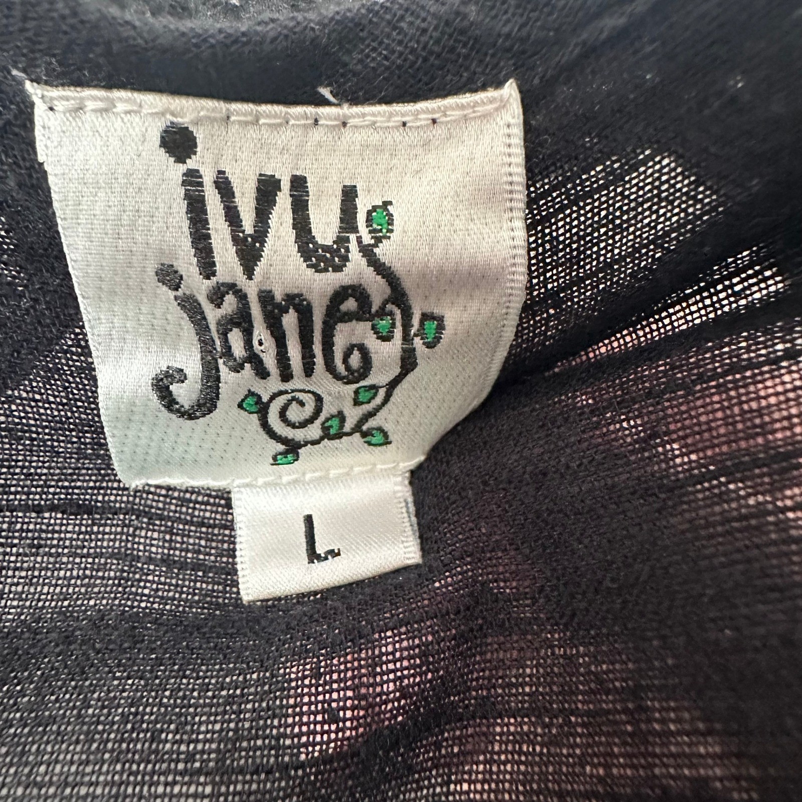 Ivy Jane Womens Black Eyelet Lace Trim Tunic Top Short Sleeve Smocked Large