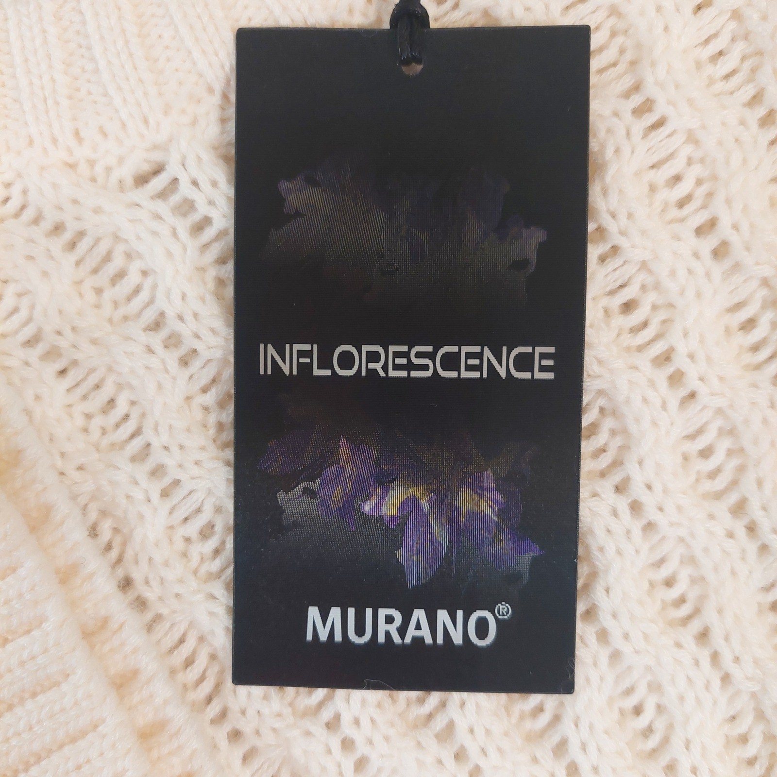 Murano Mens Cream Cable Knit Merino Wool Blend Sweater XL Inflorescence