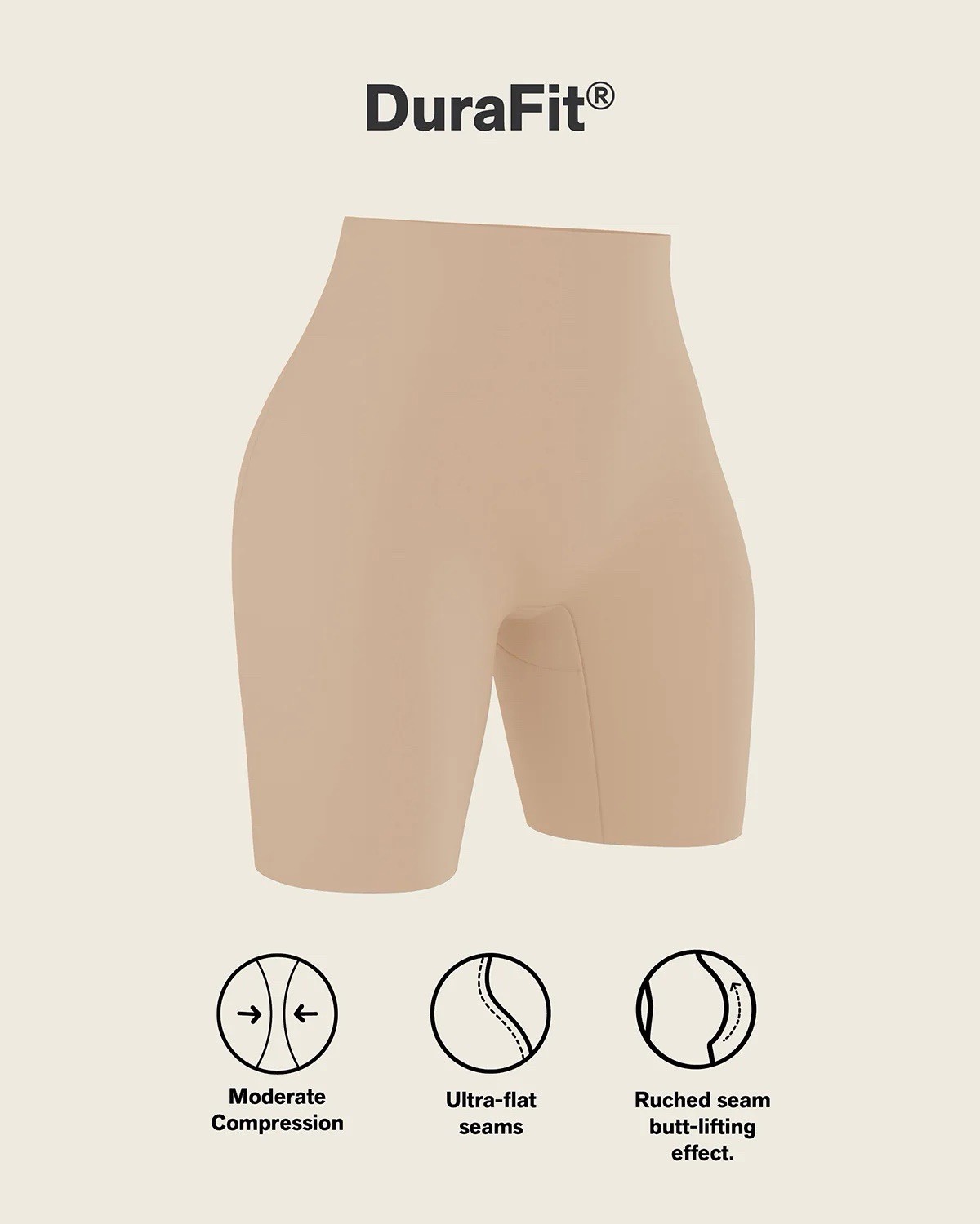 Leonisa NWT Small Nude Midrise Anti Chafing Butt Lifter Shaper Short