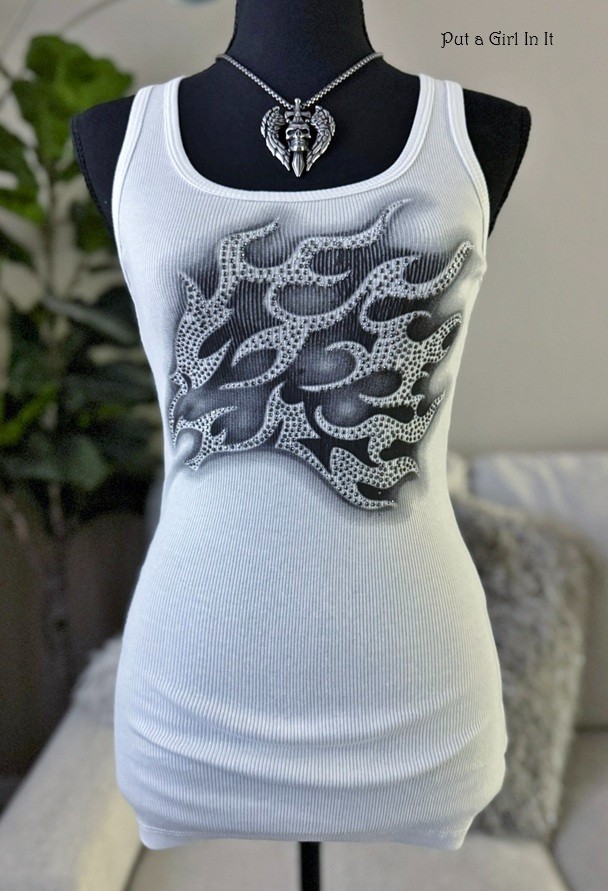New Vocal Apparel Women’s Crystal Stud White Rebel Rock Eagle Tank Top S M L XL