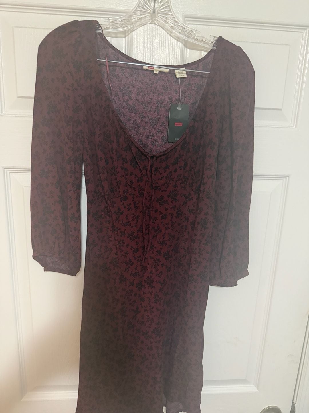 Levi’s Odette Dress in Ditsy Flocked Burnt Maroon