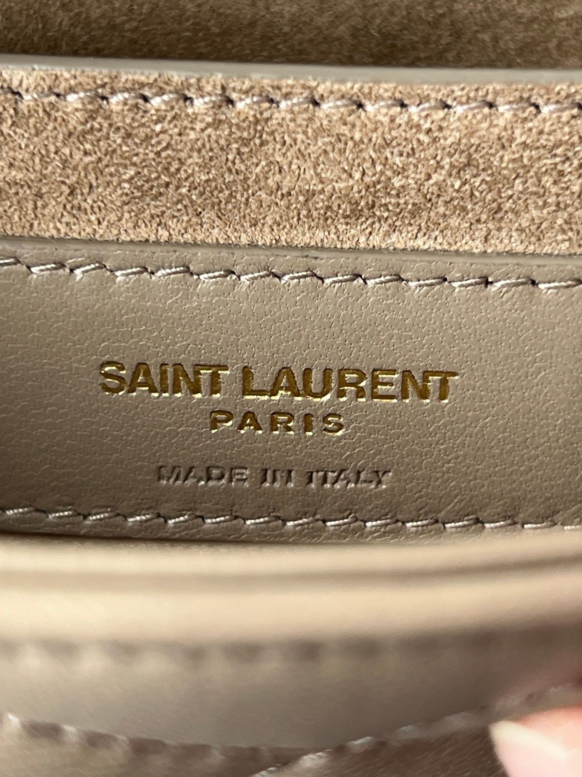 Saint Laurent LE 57 Hobo Shoulder Bag Beige Leather GHW Adjustable Strap Auth