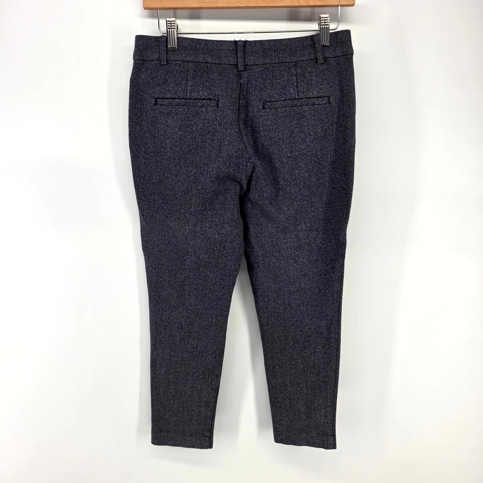 LOFT The Sutton Skinny Pants Womens 6P Gray Textured Slim Fit Dress Trousers