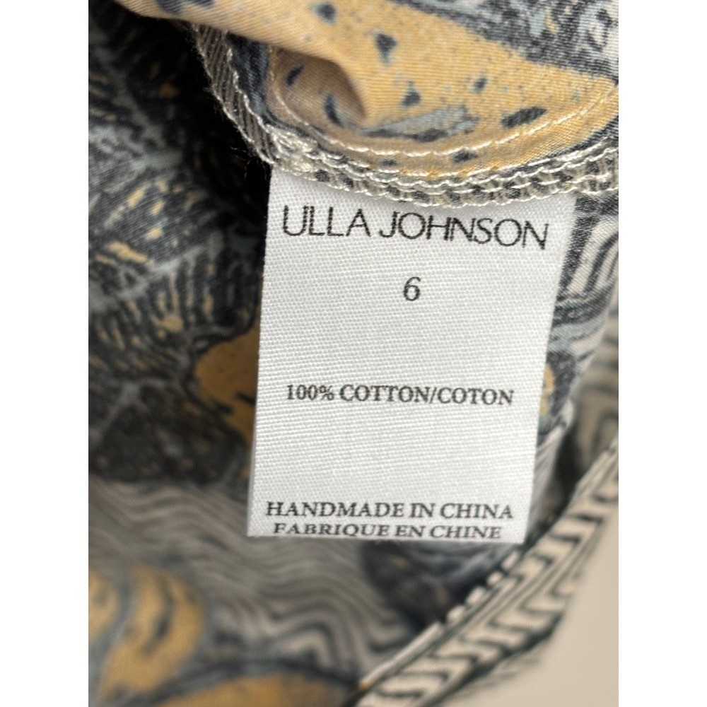 ULLA JOHNSON Spring Summer 2022 Womens Size 6 Cotton Floral Ruffle Sleeve Top