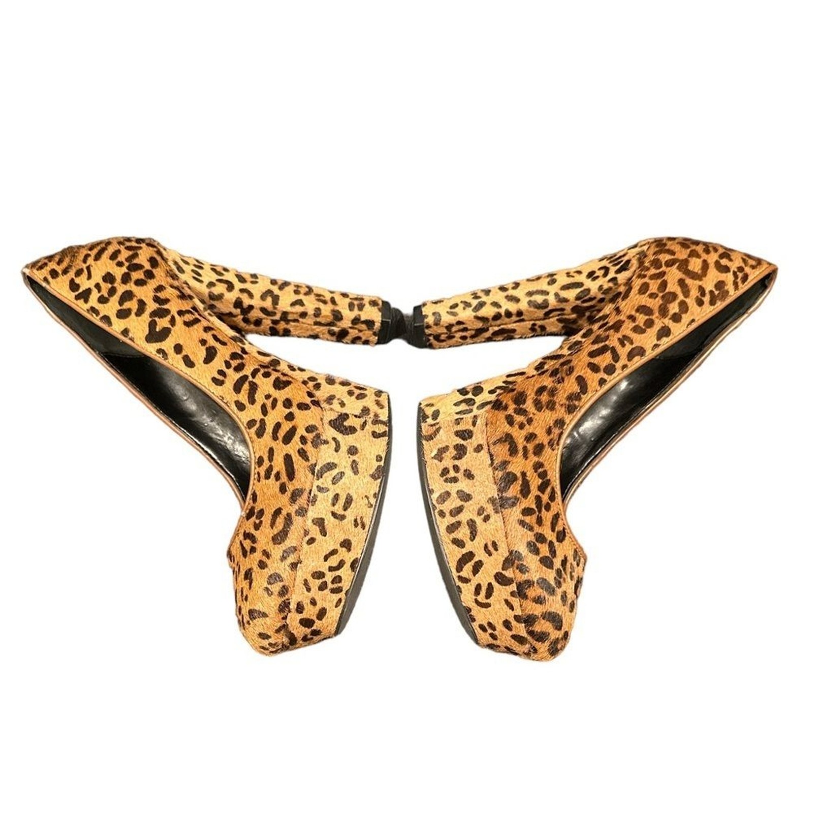 SAKS ANIMAL PRINT PLATFORM HEELED SHOES 36.5