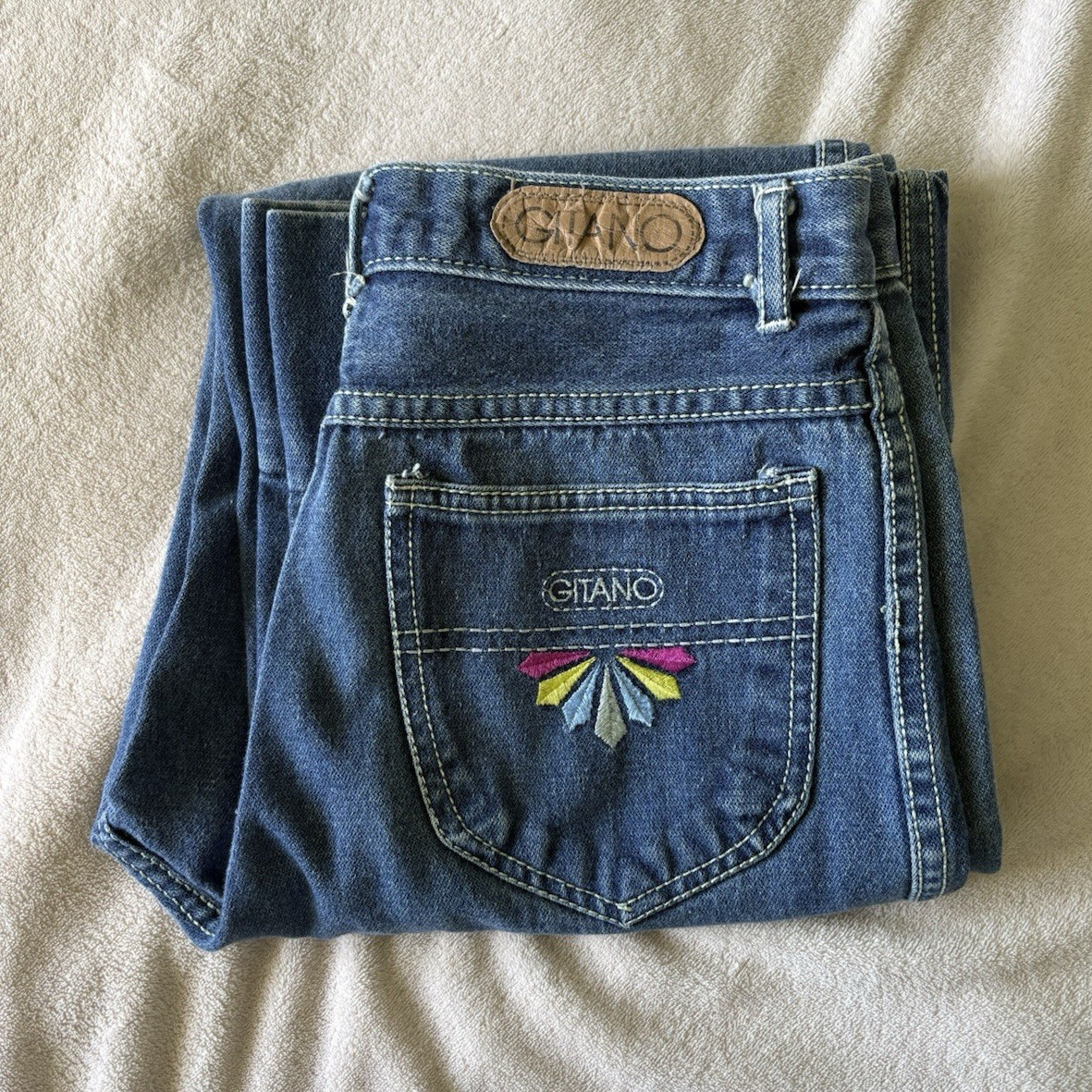 Vintage 80s Gitano High Rise Wide Leg Embroidered Jeans Size 9/10
