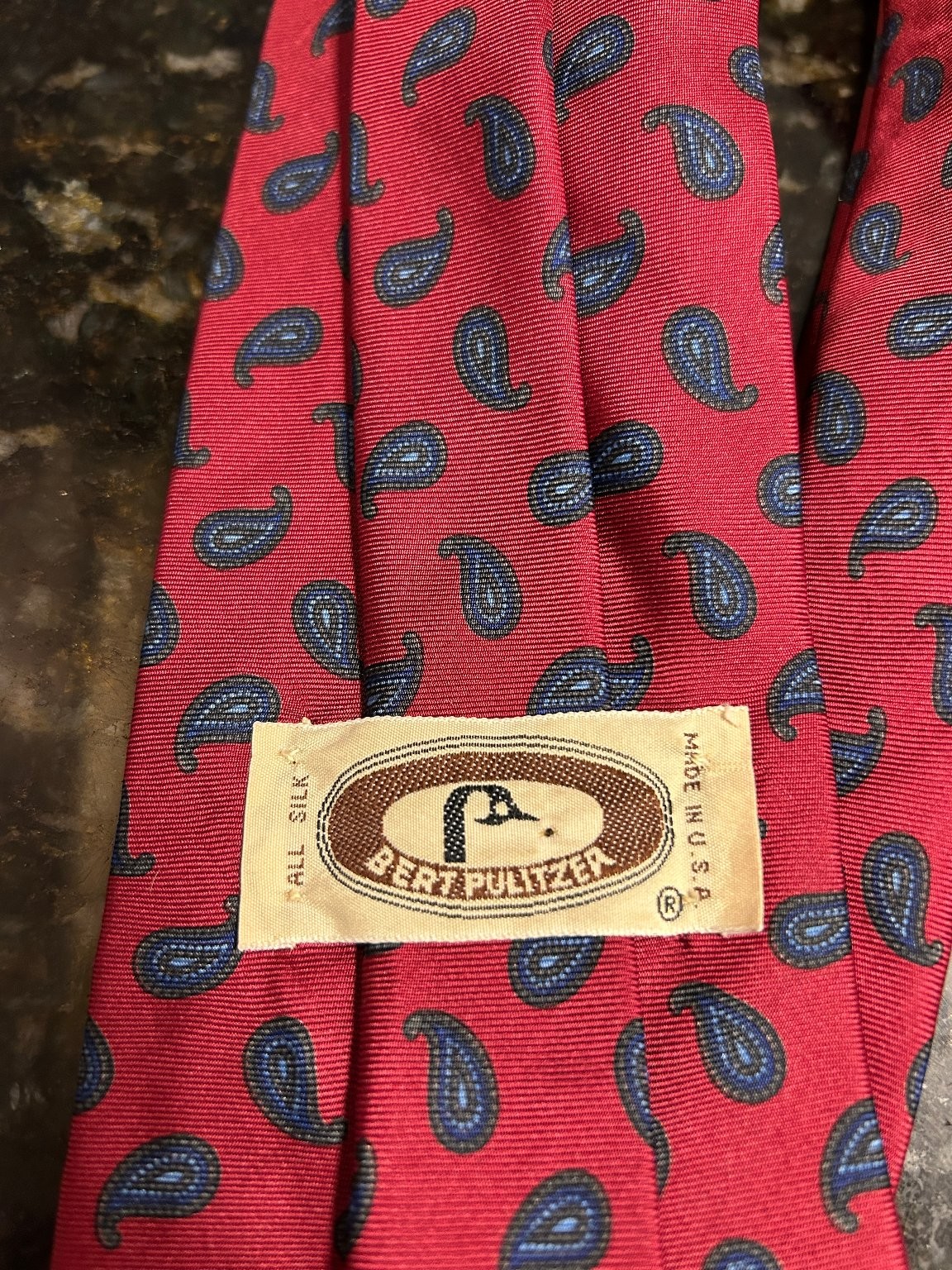 Bert Pulitzer Men’s Tie Red Paisley Classic Silk 57-60″