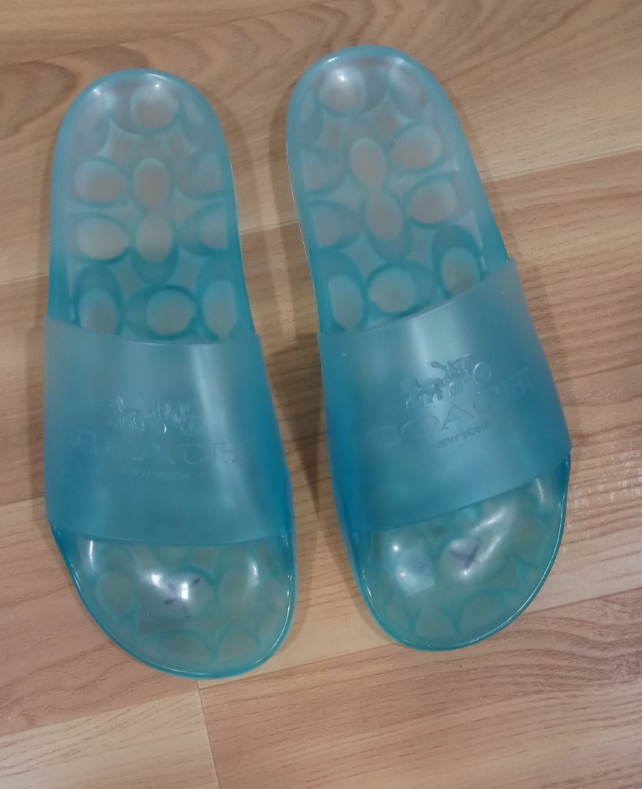Coach Women Ulyssa Blue Jelly Pool Slide Sandals US 8B