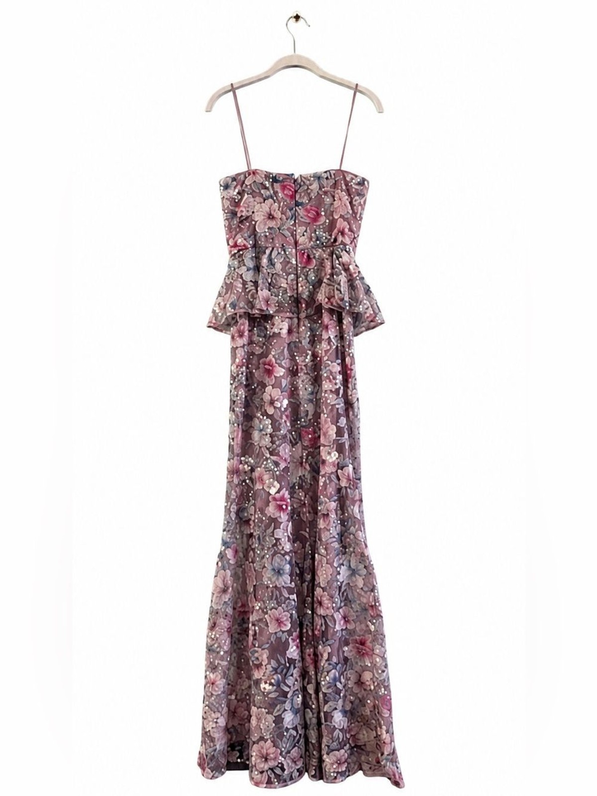 Dress the Population Scarlett Strapless Peplum Mermaid Gown Dusty Lavender S NWT