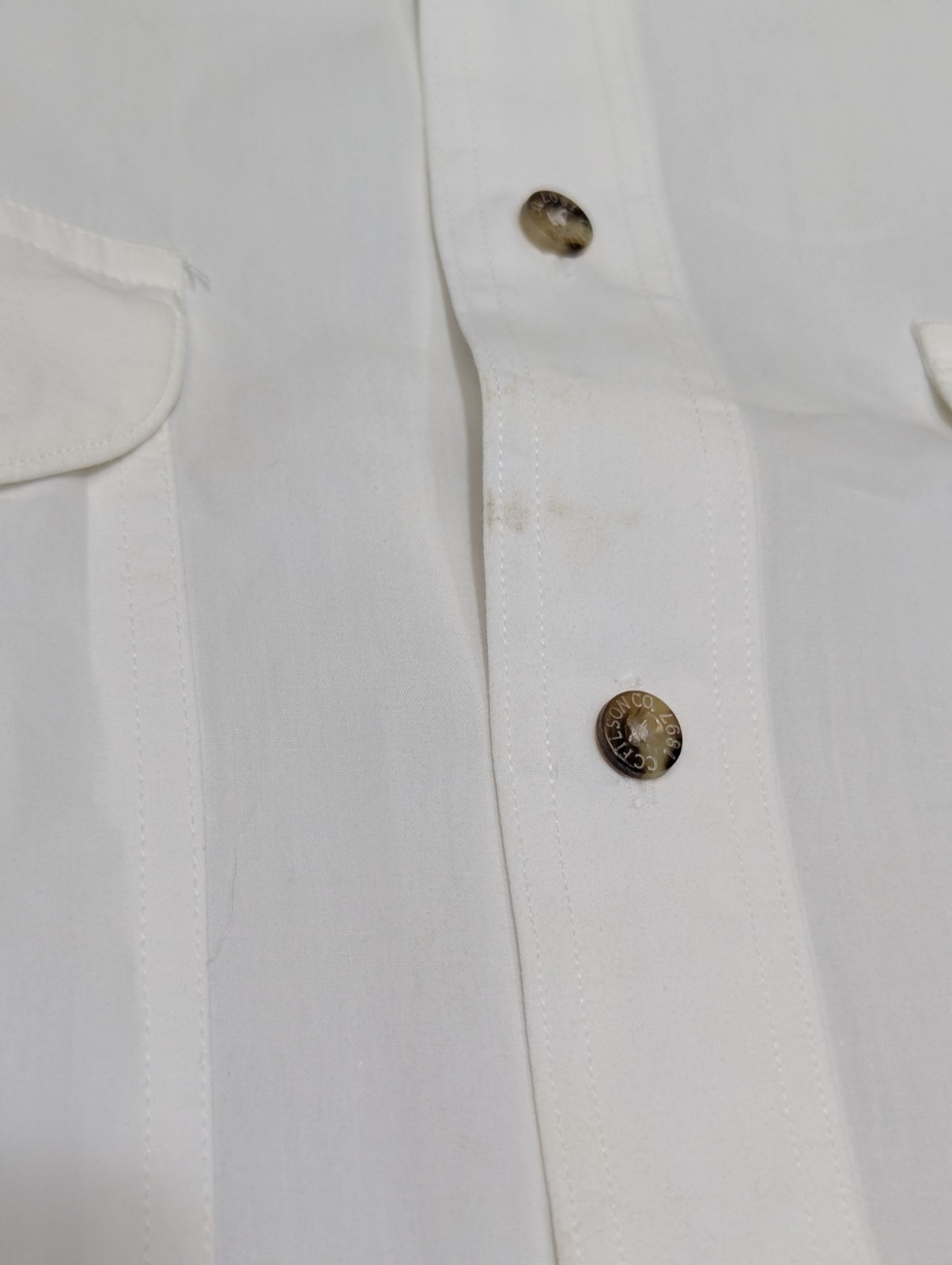 Vintage CC Filson Shirt Mens XL Button Up White Pockets Long Sleeve USA Made