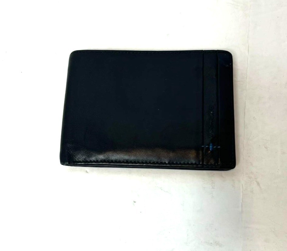 RV Roncato Black Leather Wallet 8 Card Slots Mens Slim Design