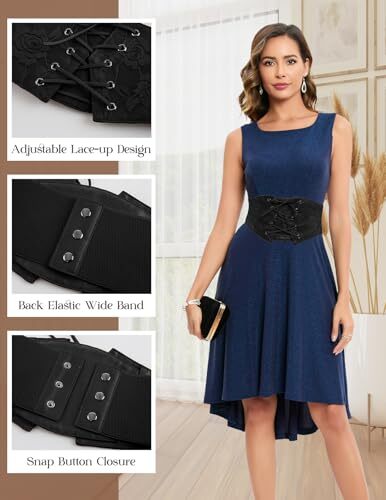 Womens Lace-up Corset Waist Belt Elastic Stretch Wide Band Waspie Underbust Top