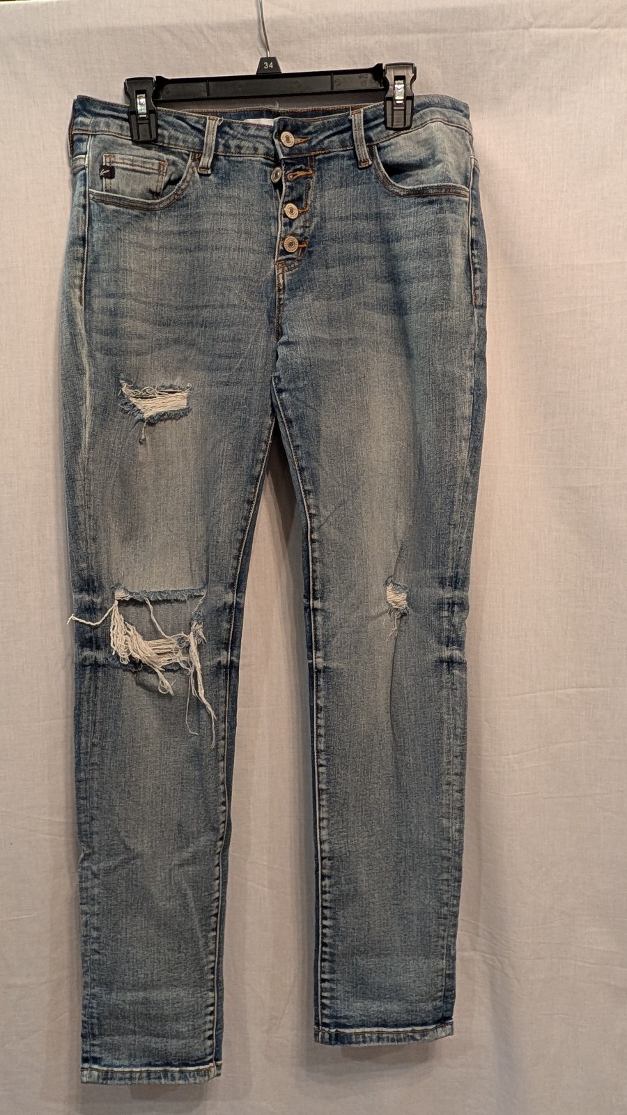 KANCAN WOMEN’S JEAN STRAIGHT, FACTORY FRAYING, SIZE 9