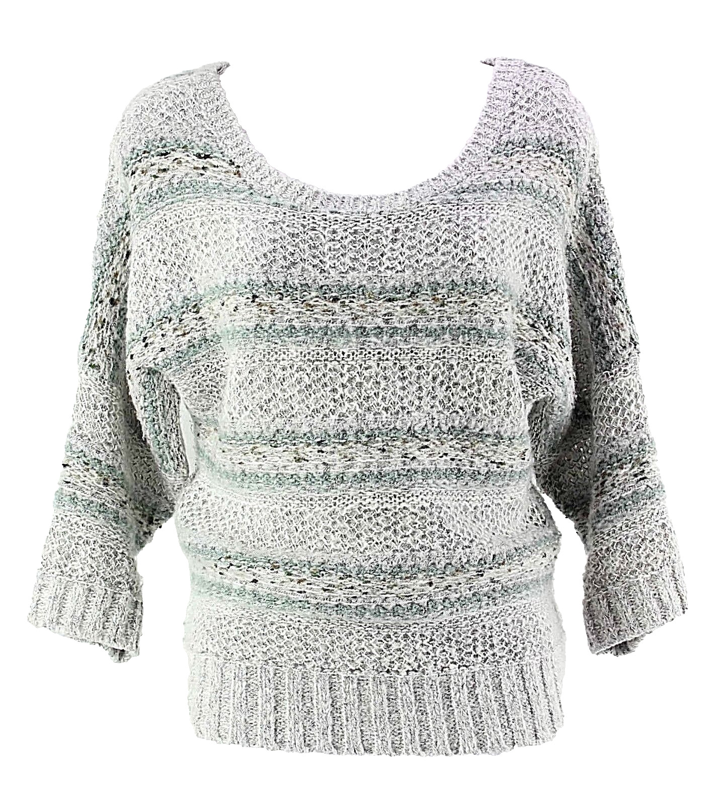 Maurices Sz S Gray White Moss Open Weave Acrylic Cotton Wool Blend Sweater