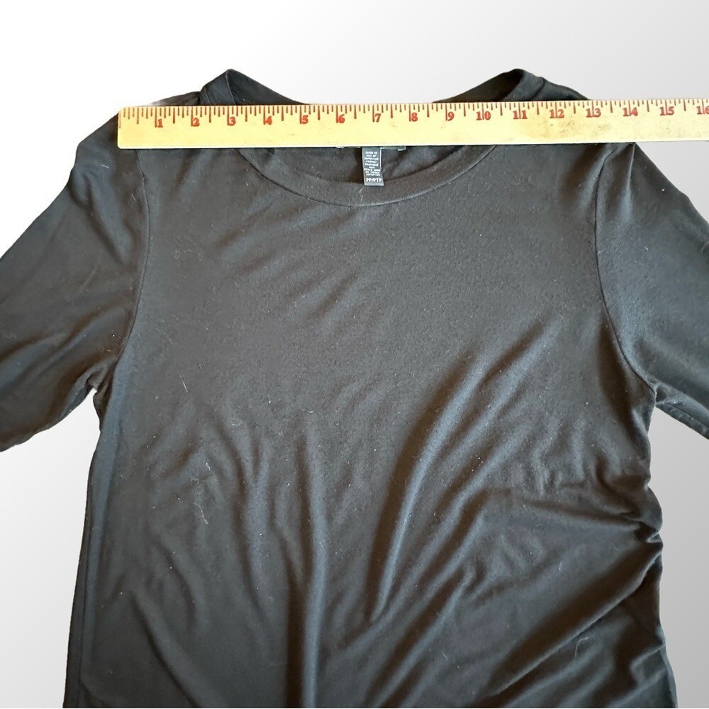 Eileen Fisher Tunic Top Womens PP Black Long Sleeve Viscose Jersey Side Slit