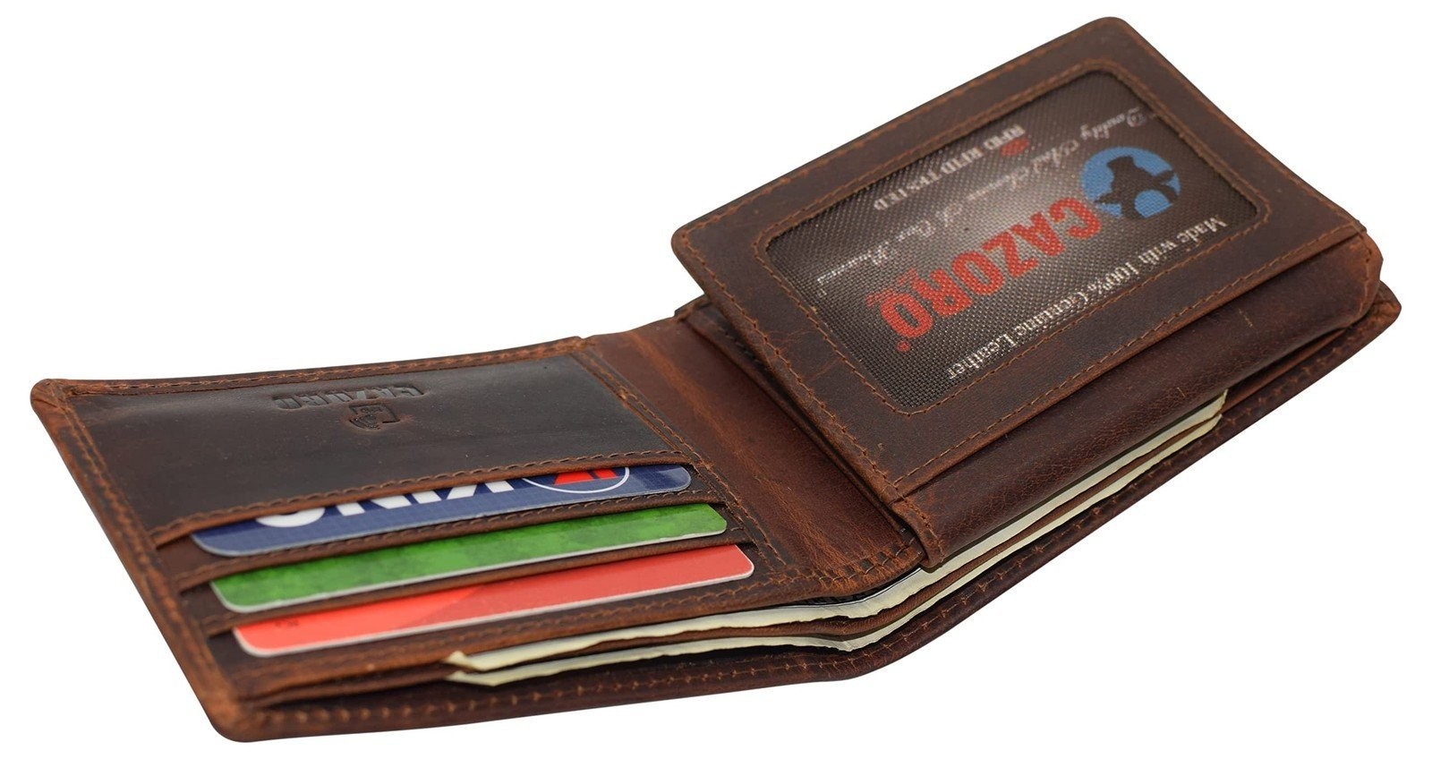 CAZORO Wallet for Mens Vintage Leather RFID Blocking Classic Bifold Wallet…