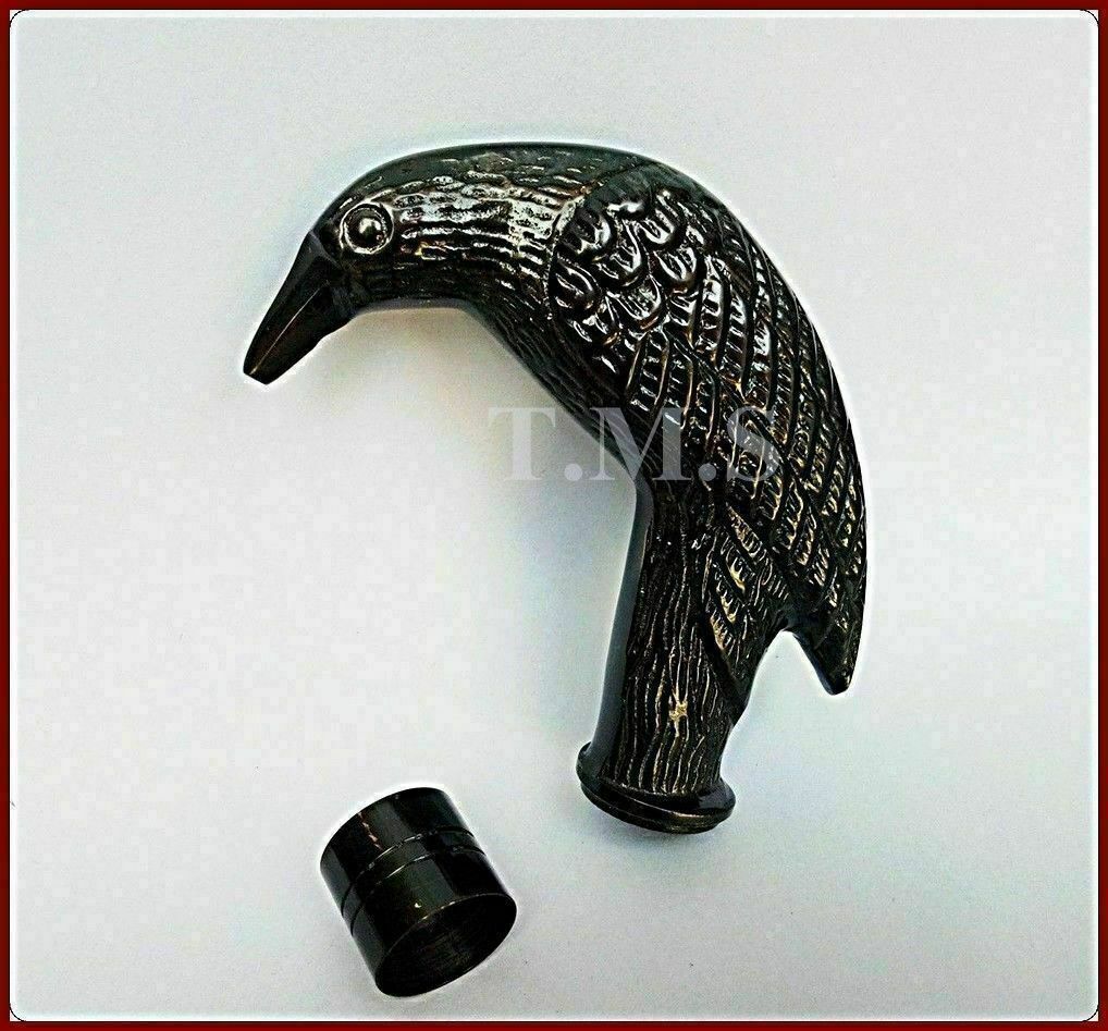 Antique Style Solid Brass Raven Crow Head Handle For Victorian Walking Cane gift