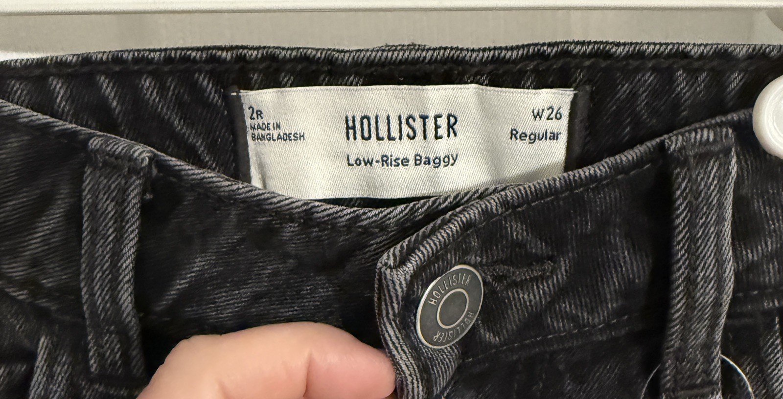 NWT 2 26r Hollister Adjustable Waist Low Rise Washed Black Baggy Denim Jeans