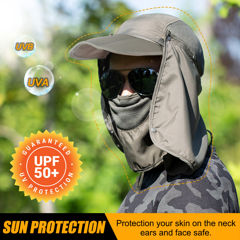 Men Women Sun Hat With Neck Flap Face Cover Shade for Outdoors Fishing Hiking