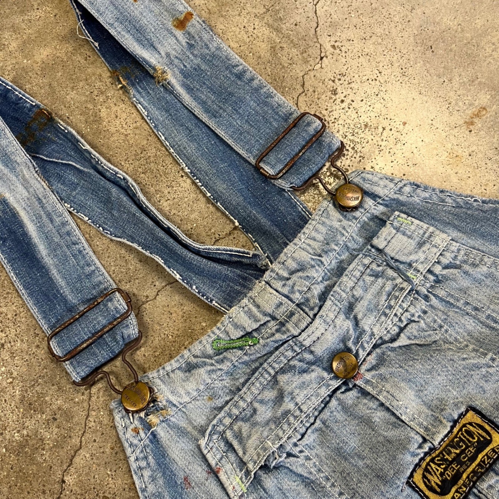 Washington Dee Cee Overalls 40×30 Blue Vintage Distressed Painter Workwear 50s