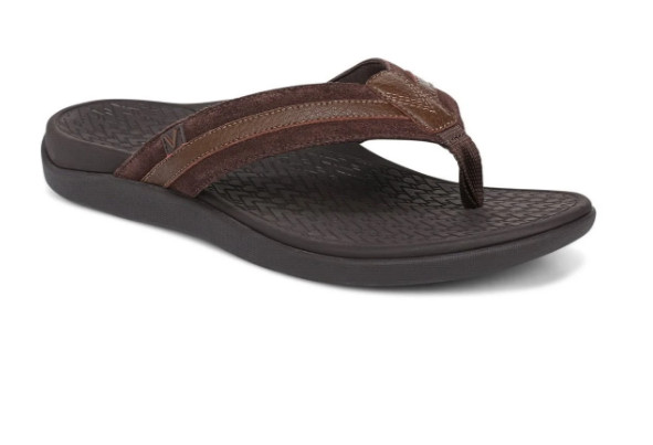 Vionic Men’s Tide II Toe Post Sandal, Chocolate Ganache