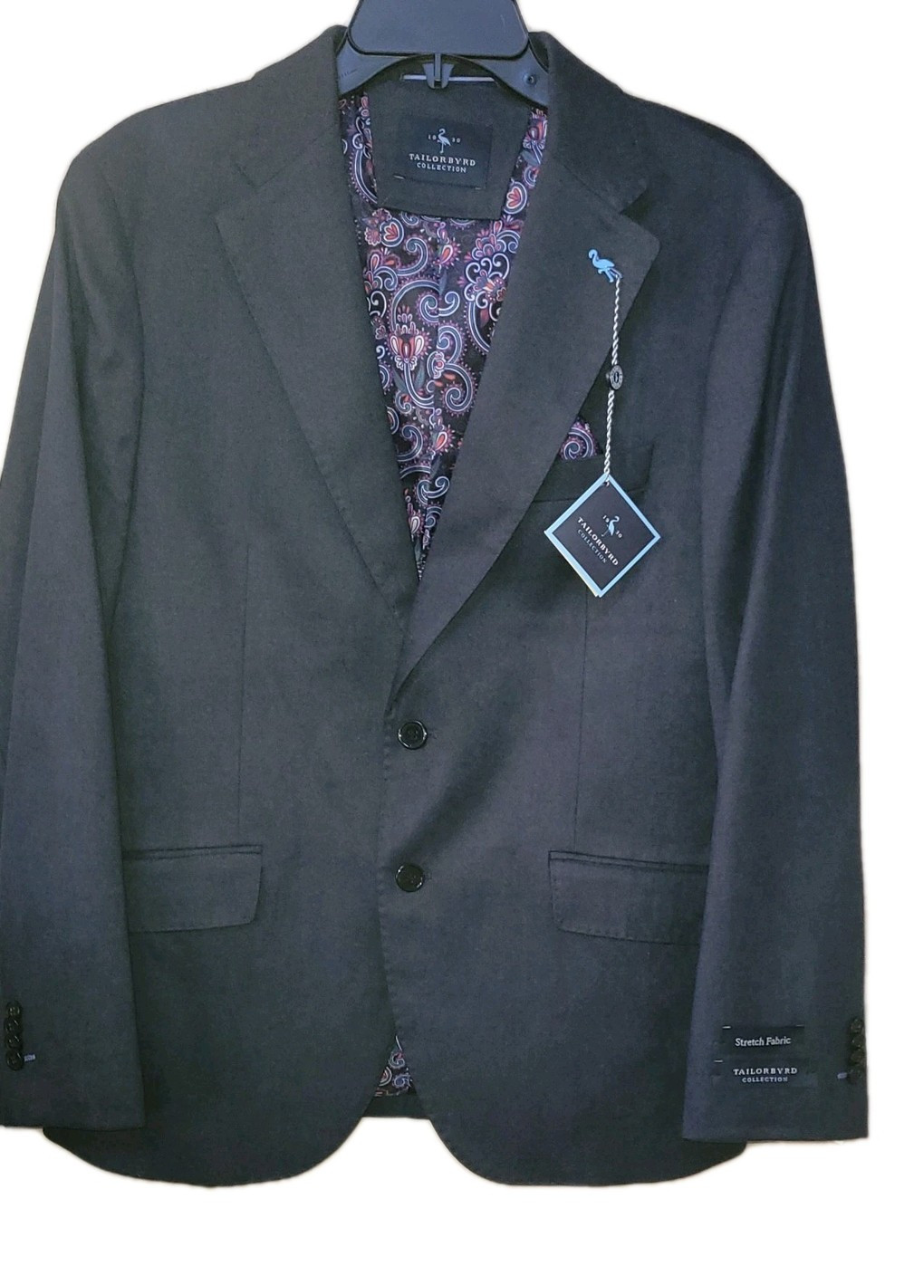 Tailorbyrd Lux Cashmere Touch Sportcoat, Tailorbyrd Blazer, 40S or 48L, Black,