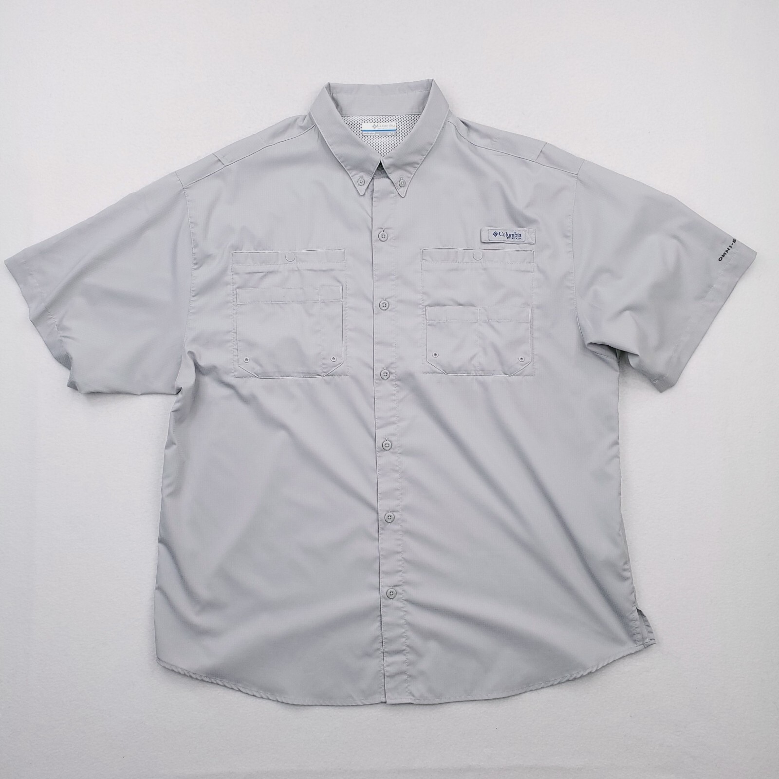 Columbia Shirt Mens Extra Large Gray PFG Performance Vented Caped Outdoor Fish