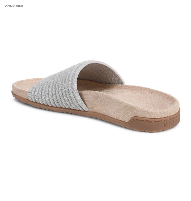 VIONIC Evie Knit Slide Sandal, Vapor Silver (NEW)