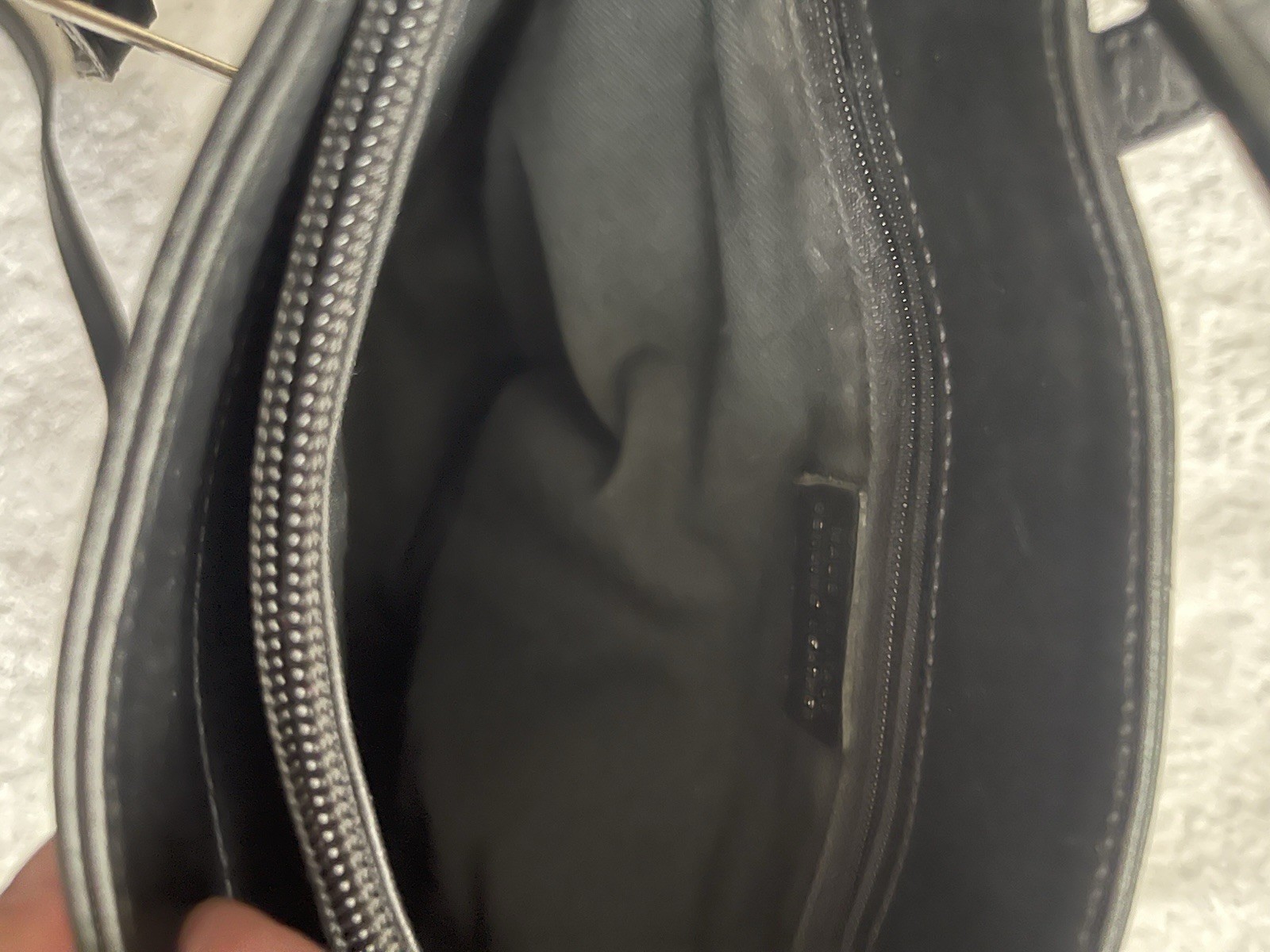 Black Shoulder Bag Zipper Accent Silver Hardware Zip Shoulder Strap Women