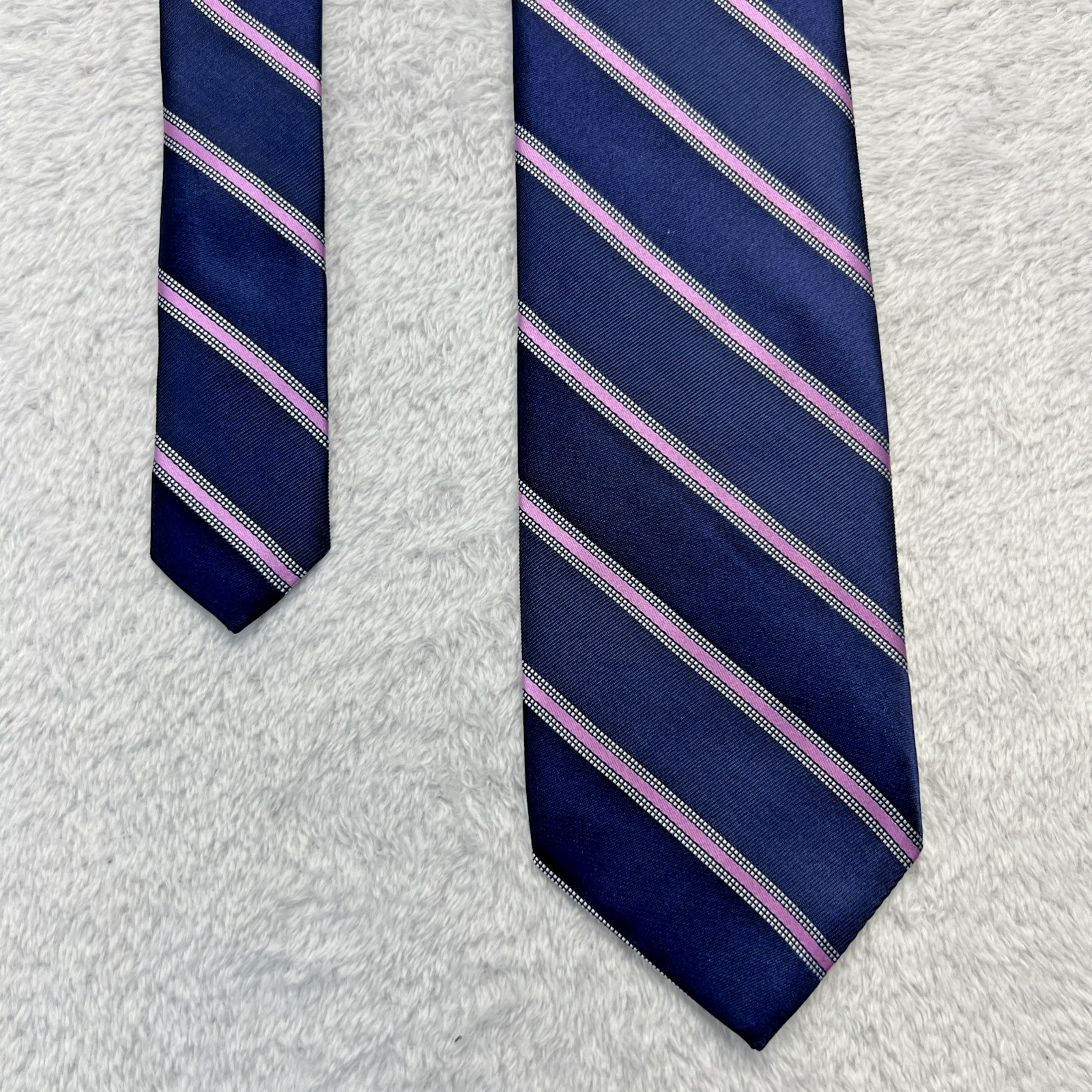 Brooks Brothers Blue Pink Stripe Mens Necktie 3.25×58” 100% Silk Made In USA