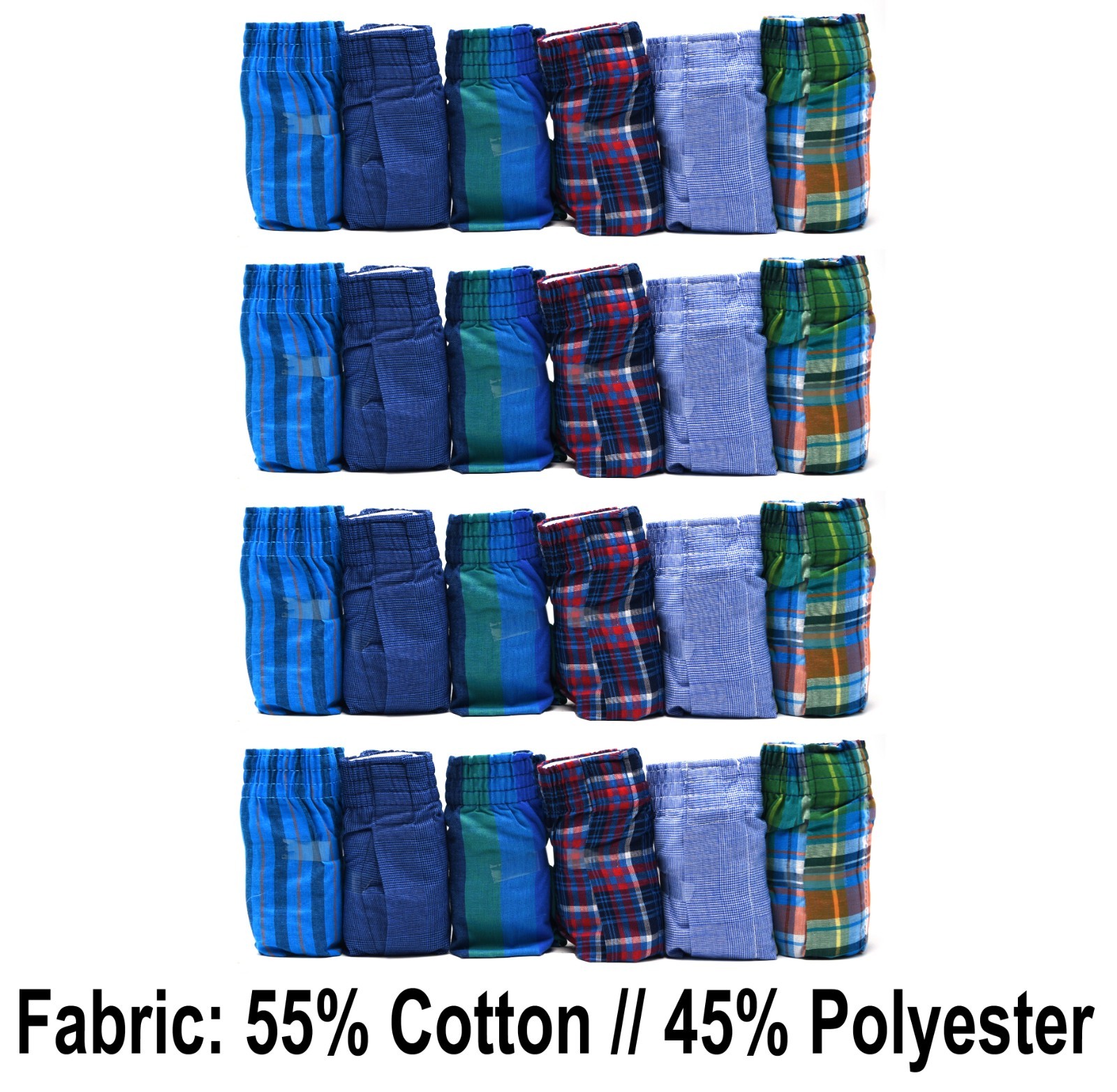 24 Plaid and Stripe XL 40-42 Inch Boxers Fruit Of The Loom EG 102-107 CM