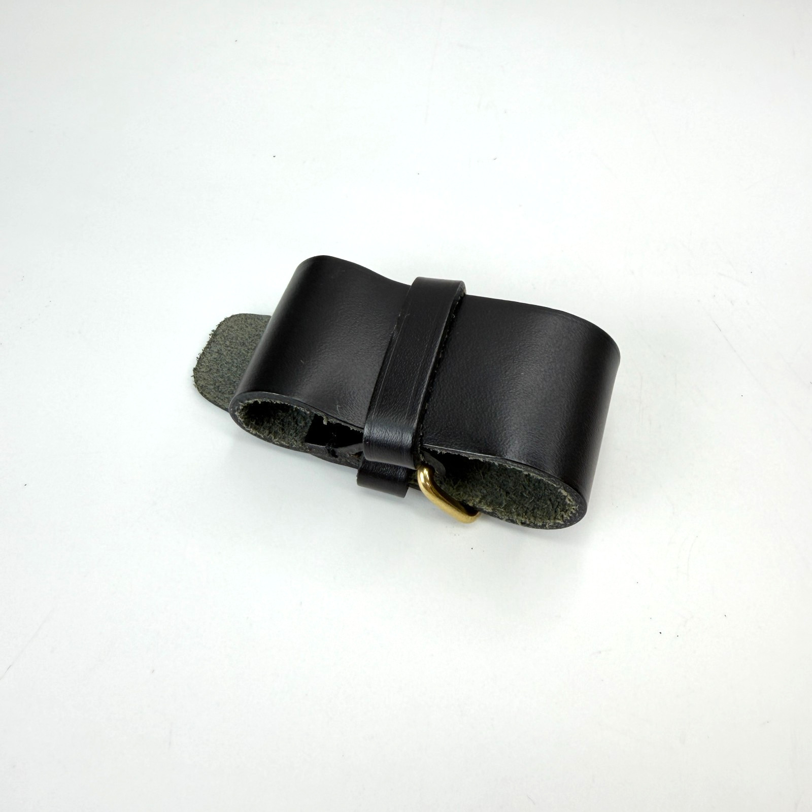 Authentic Louis Vuitton Black Leather Luggage Name Tag & Poignet Set Used Japan