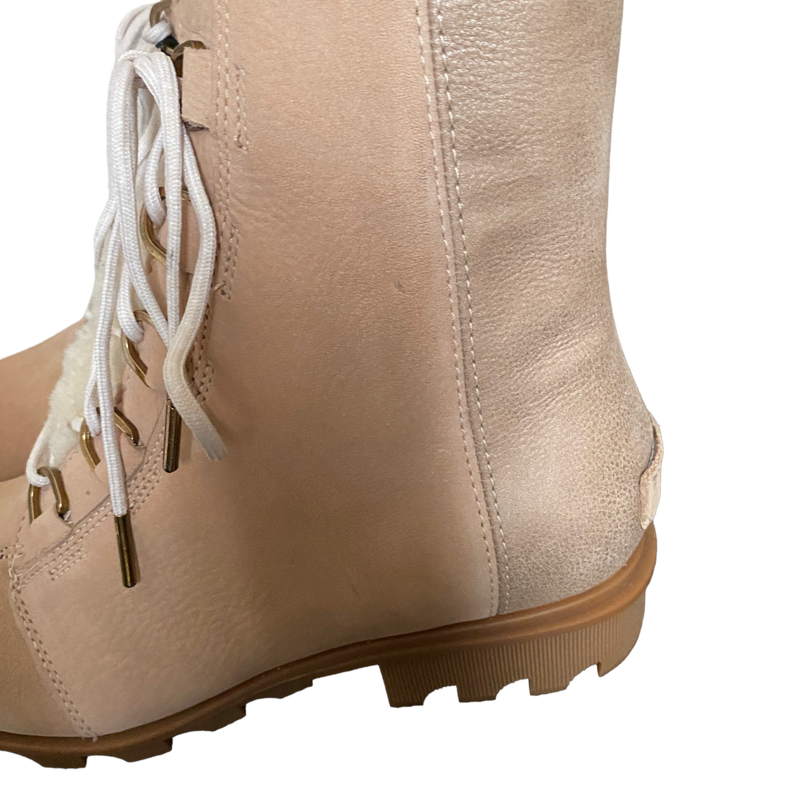 Sorel Sz 11 Phoenix Lace Lux boots New Tan Gold with Shearling Tongue Waterproof