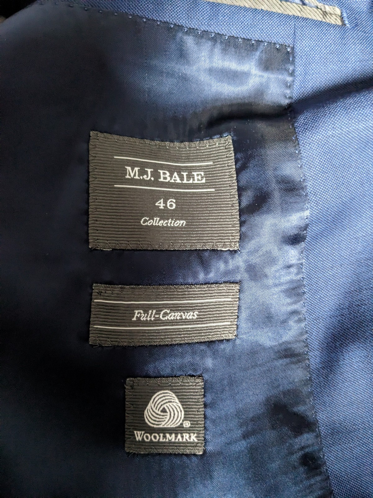 M.J. Bale Sakuro Denim Suit Jacket 46/40 Full Canvas Made in Japan VBC Wool